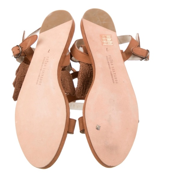 New Freda Salvador Caramel Brown Suede Gladiator Sandals 7M - Picture 3 of 4